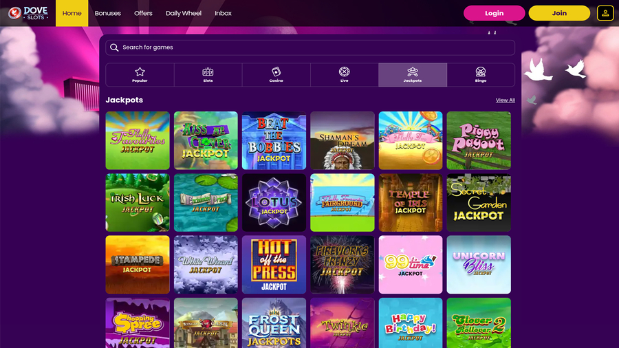 Dove Slots Casino Jackpot Desktop