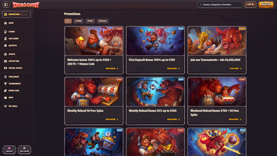 Dragonia Casino Promotions Desktop