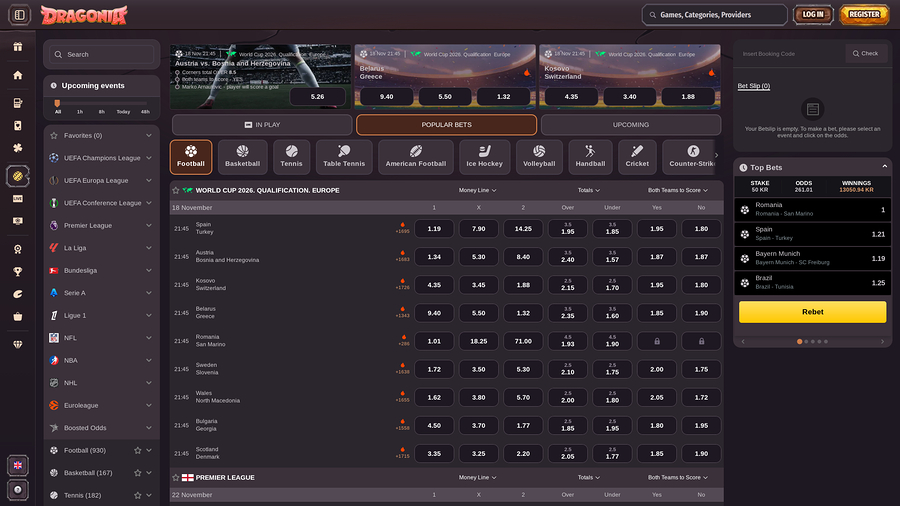 Dragonia Casino Sports Desktop