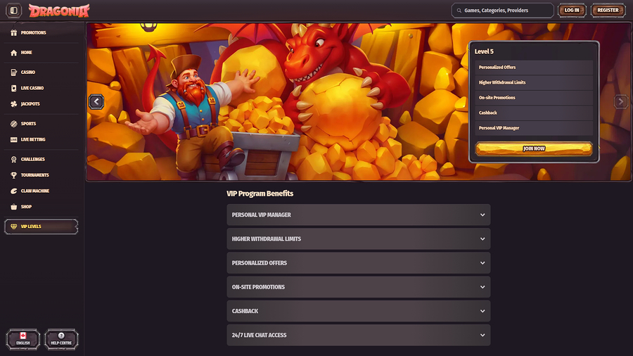 Dragonia Casino Desktop VIP Program
