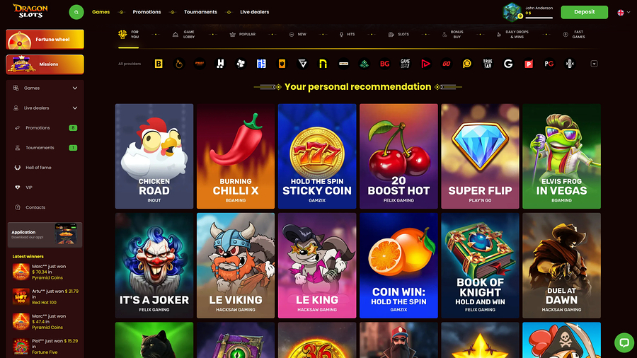 Juegos de escritorio de casino DragonSlots