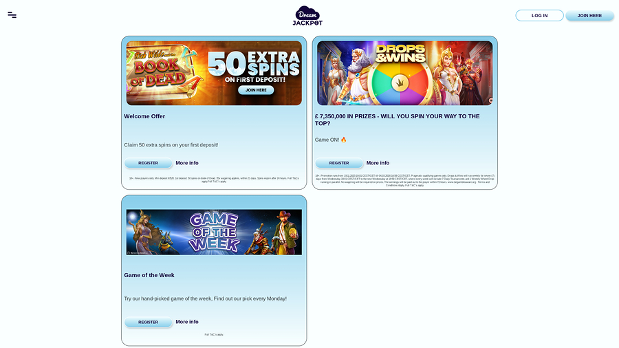 Dream Jackpot Casino Promotions Desktop