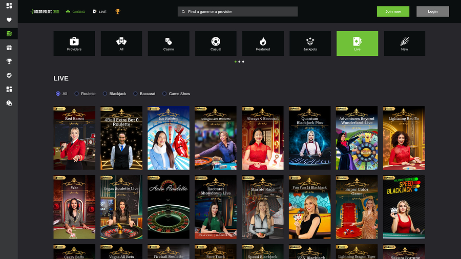 Dream Palace Casino Live Dealer Desktop