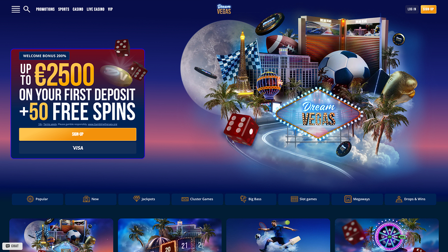 Dream Vegas Casino Homepage Desktop