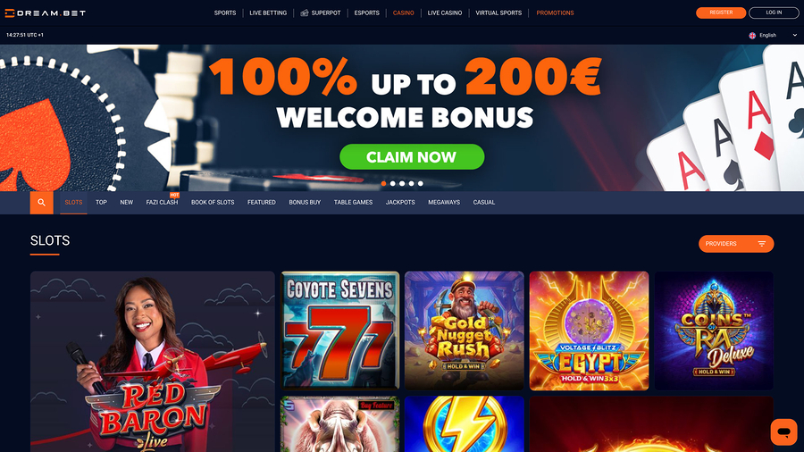 Página de inicio de Dream.bet para escritorio