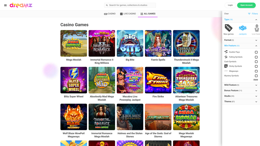 Dreamz Casino Jackpot Desktop