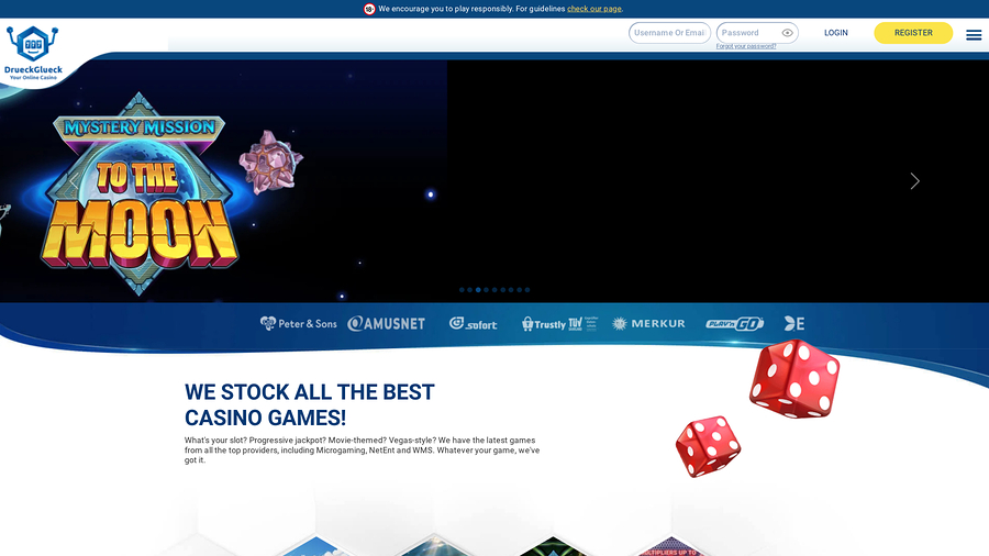 DrueckGlueck Casino Homepage Desktop