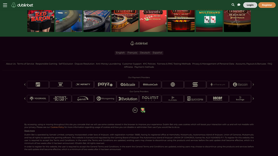 Dublinbet Casino Game Developers Desktop