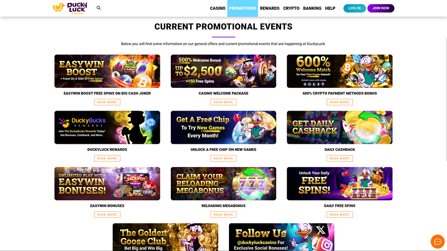 Ducky Luck Casino Promotions Desktop