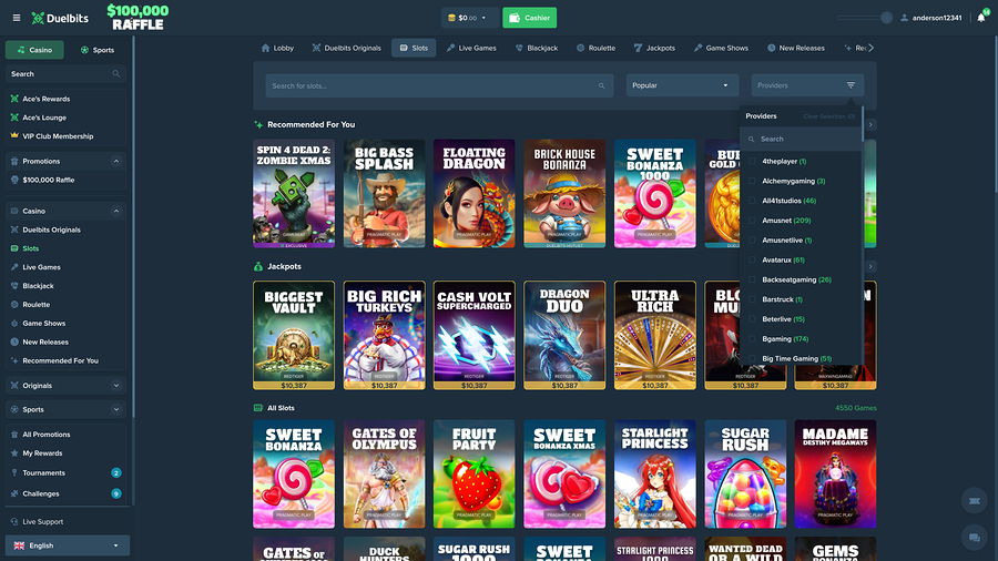 Duelbits Casino Game Developers Desktop