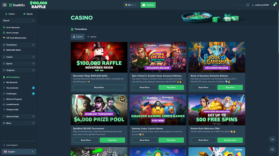 Duelbits Casino Promotions Desktop