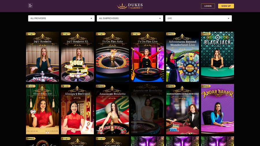 Dukes Casino Live Dealer Desktop