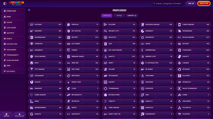 Duospin Casino Game Developers Desktop