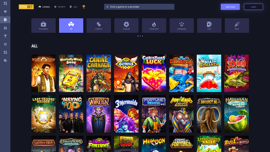 Dynobet Casino Games Desktop