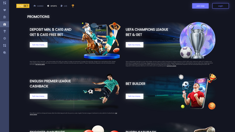 Dynobet Casino Promotions Desktop