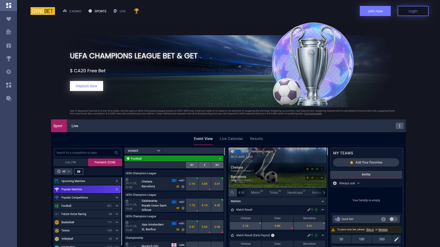 Dynobet Casino Sports Desktop