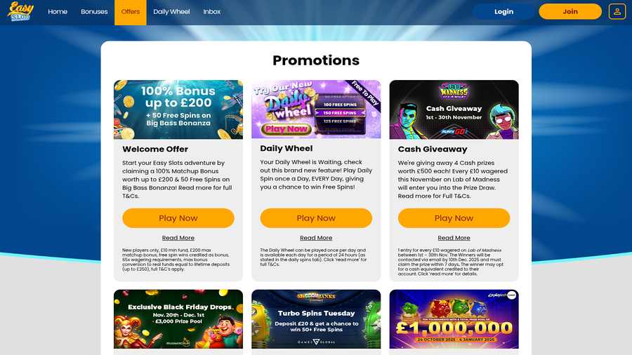 Easy Slots Casino Promotions Desktop