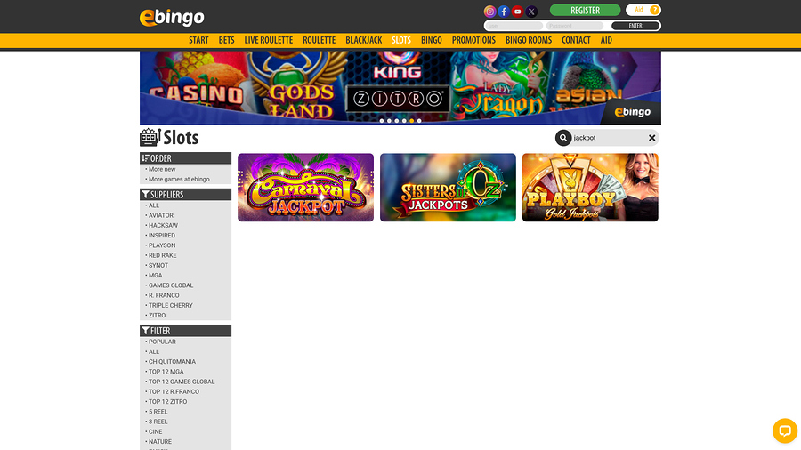 Ebingo Jackpot Desktop
