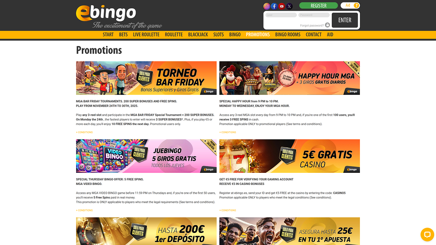 Ebingo Promotions Desktop