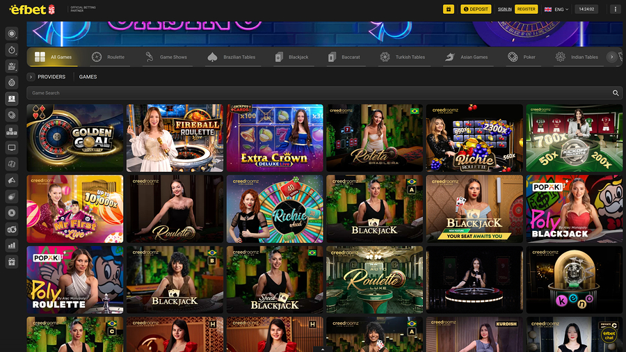Efbet Live Dealer Desktop