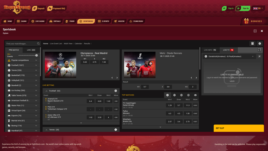 Eight Storm Casino Sports Desktop