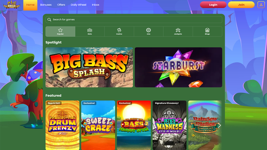 Elf Bingo Casino Games Desktop