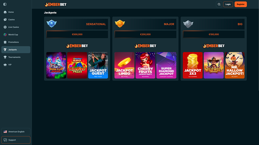 Premio mayor de escritorio de Emberbet Casino