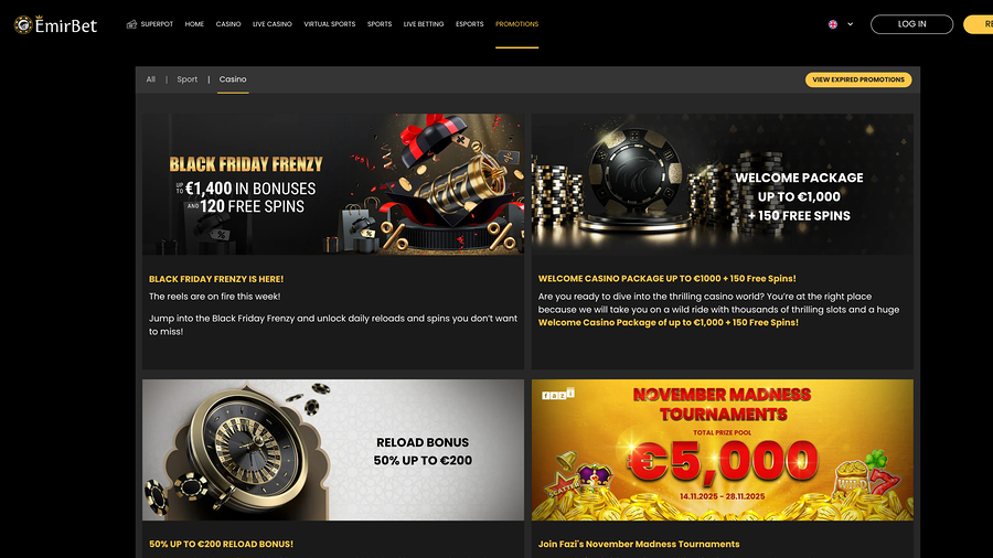 EmirBet Promotions Desktop