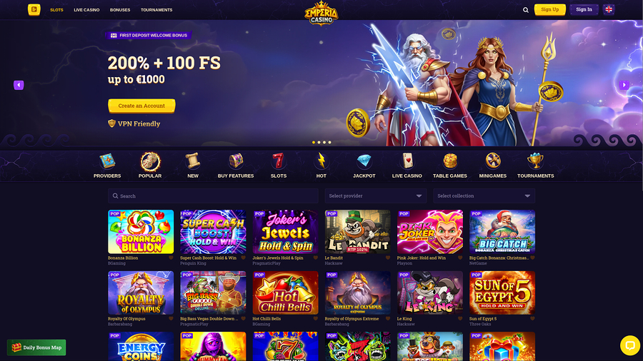 Juegos de escritorio de Emperia Casino