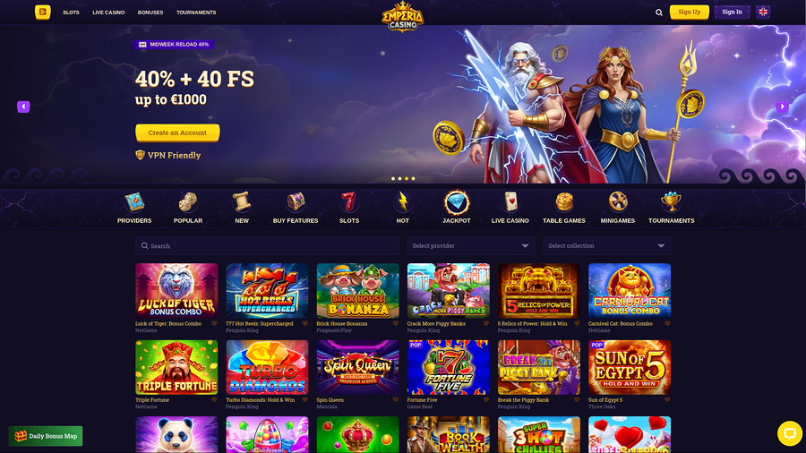 Jackpot de escritorio del casino Emperia