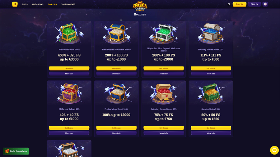Promociones de escritorio de Emperia Casino