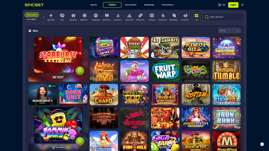 EpicBet Casino Games Desktop