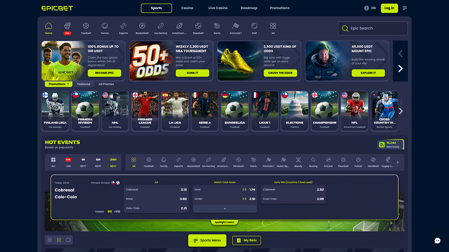 EpicBet Casino Sports Desktop