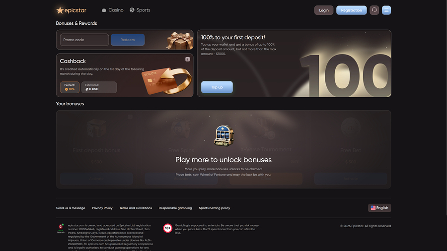Promociones de escritorio de Epicstar Casino