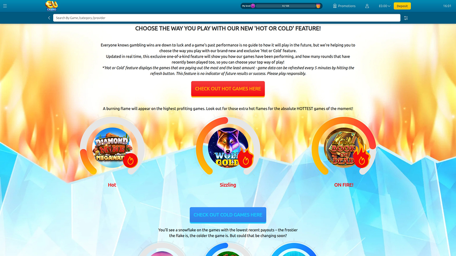EUcasino Hot or Cold Desktop