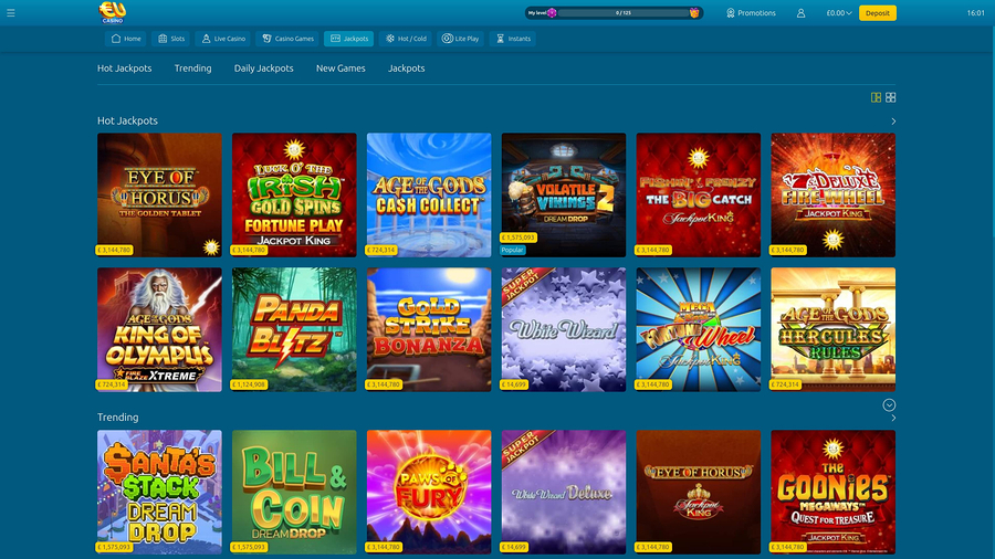 EUcasino Jackpot Desktop
