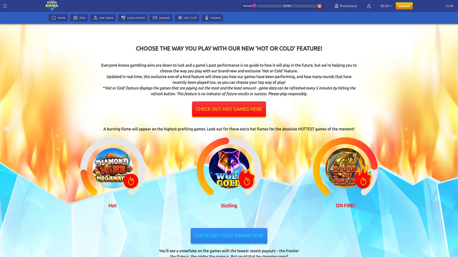 EuroMania Casino Hot N Cold skrivbord