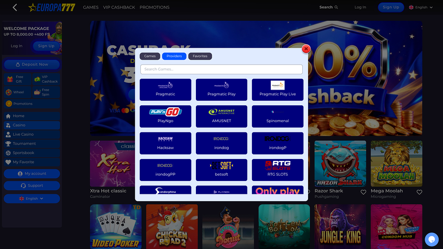 Desarrolladores de juegos de escritorio para casino Europa777