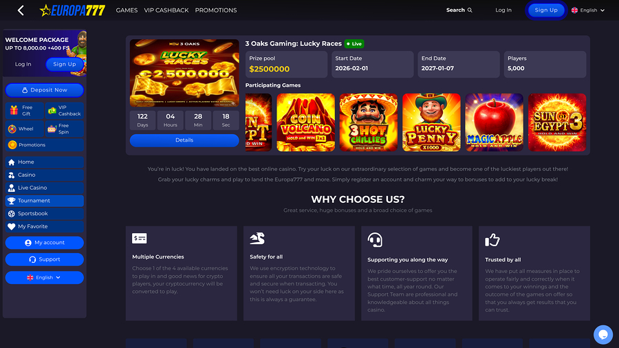 Torneos de escritorio del casino Europa777