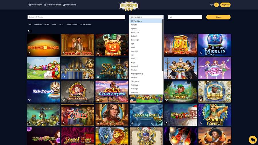 Europe 777 Casino Game Developers Desktop
