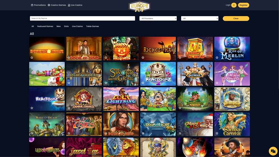 Europe 777 Casino Games Desktop