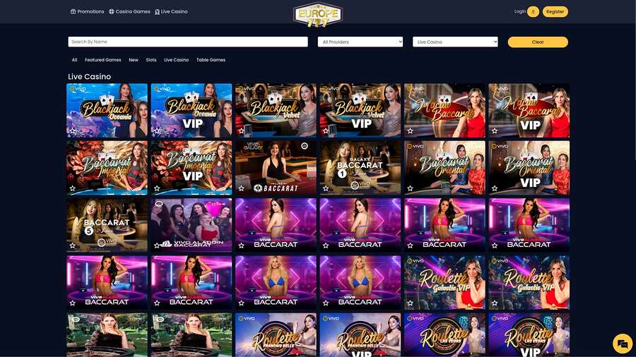 Europe 777 Casino Live Dealer Desktop
