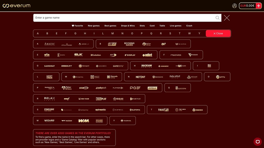 Everum Casino Game Developers Desktop