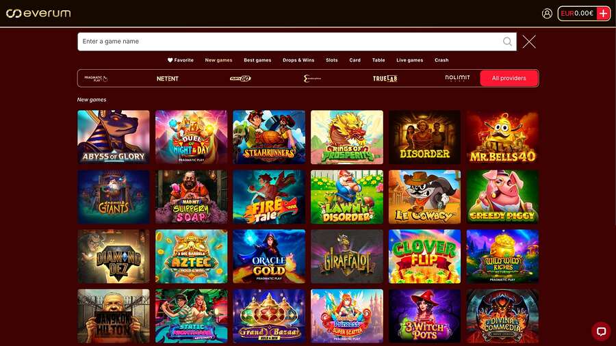 Everum Casino Games Desktop