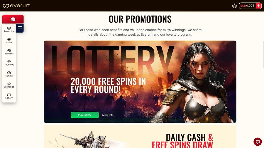 Everum Casino Promotions Desktop