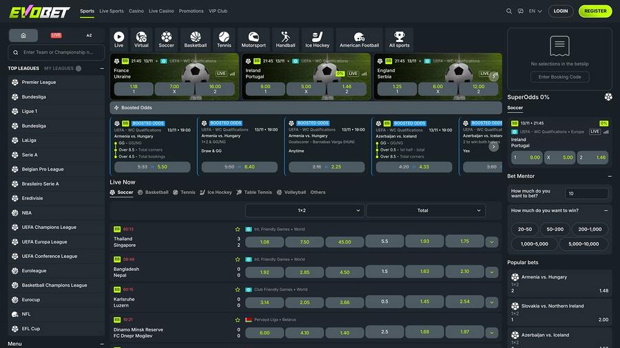 Evobet Casino Sports Desktop