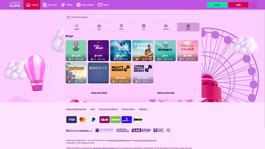 Fairground Slots Casino Desktop Bingo