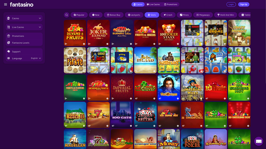Juegos de escritorio de Fantasino Casino
