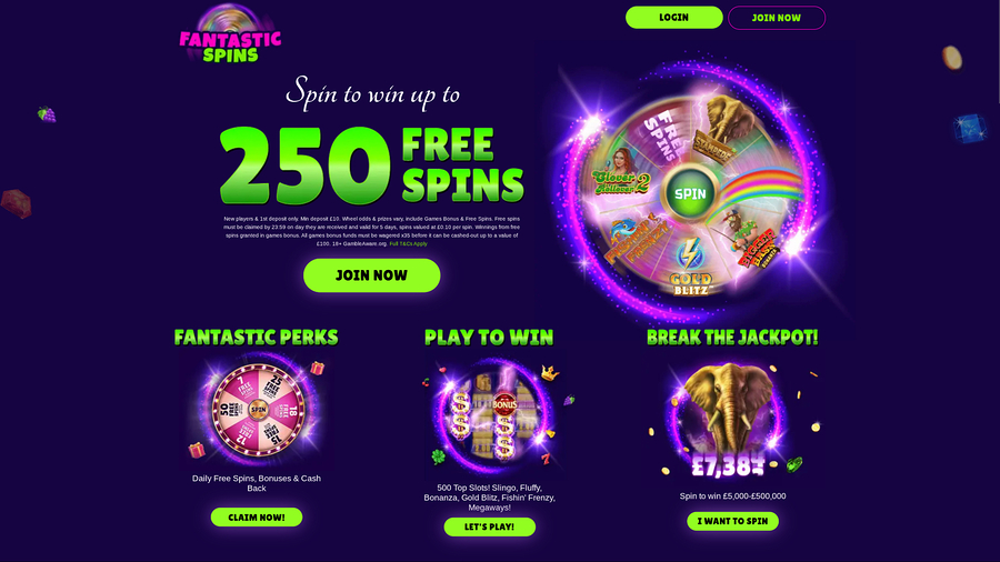 Fantastic Spins Casino Desktop Homepage
