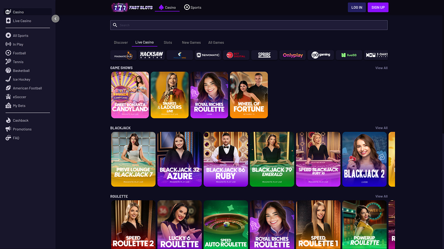 Fast Slots Casino Desktop Live Dealer